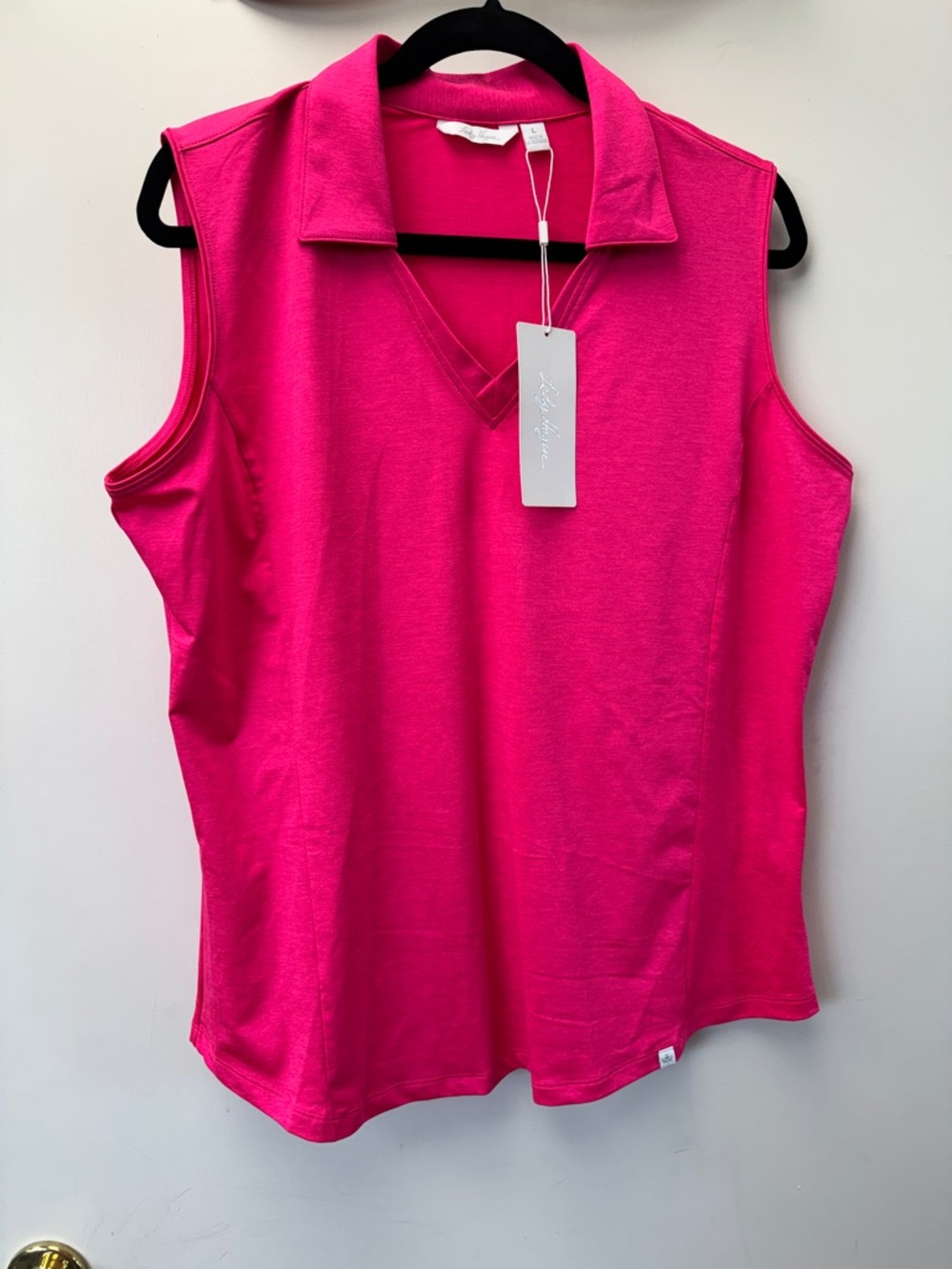 Lady Hagen Hot Pink Sleeveless Polo V-Neck Tank